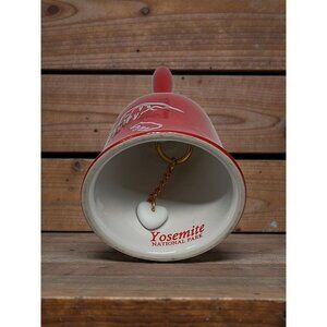 Yosemite Souvenir Collector Bell Ceramic Red with Nature Bear Mountain 5"